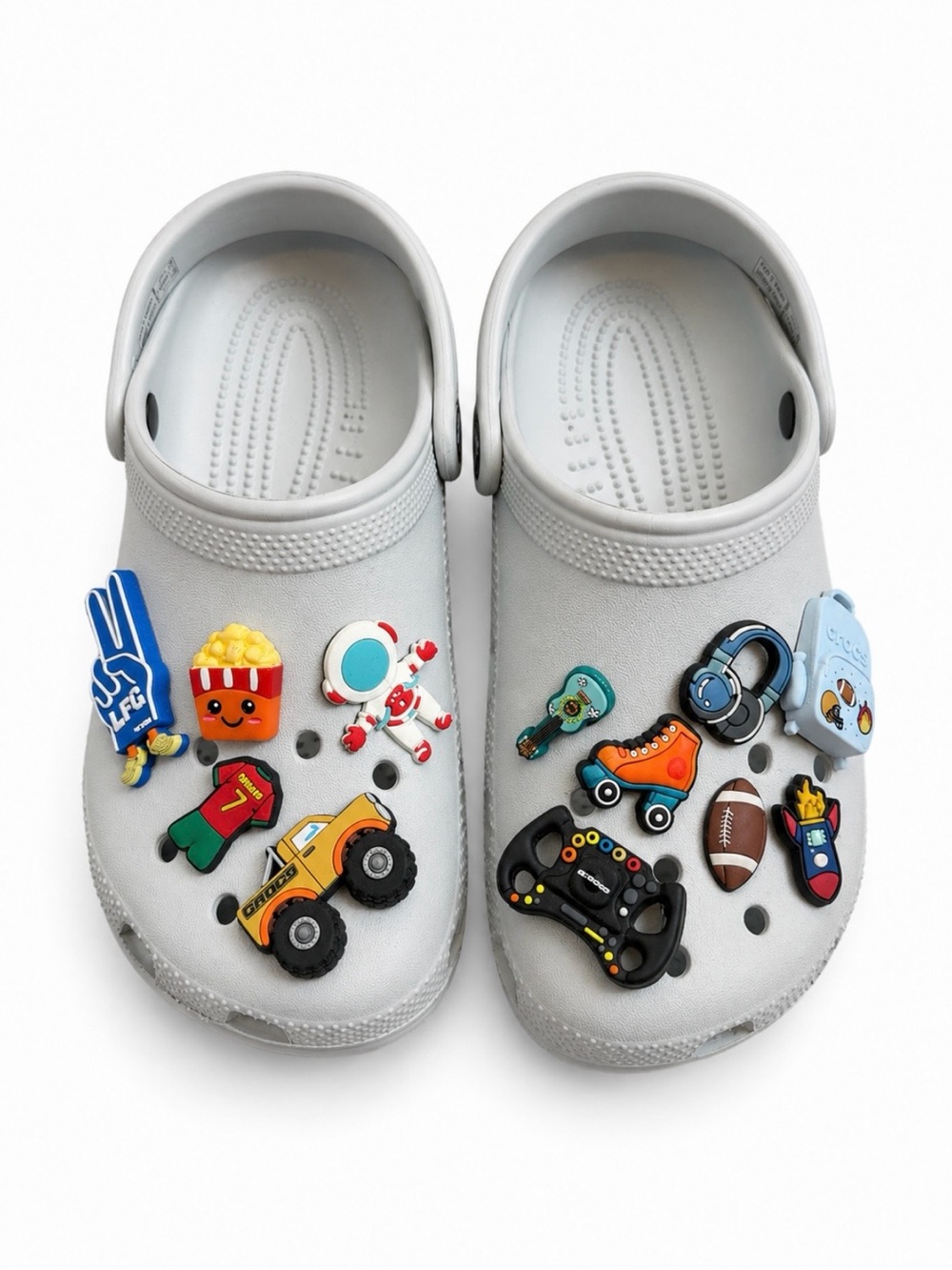 CROCS Kids White Clog Shoes with Colorful Jibbitz Charms